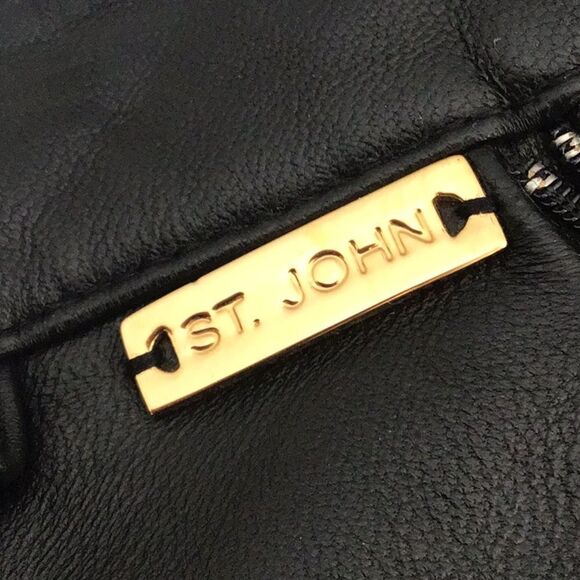 St. John Sport Black 100% Leather Straight Leg Zip Pocket Ankle Pants - Picture 13 of 16